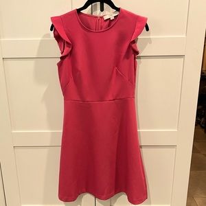 ANN TAYLOR LOFT FIT & FLARE PINK DRESS SIZE 0